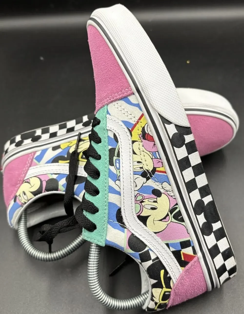 Vans Disney Mickey Mouse Old Skool Men's Checkered Multicolor Canvas Sz6,Wmns7.5